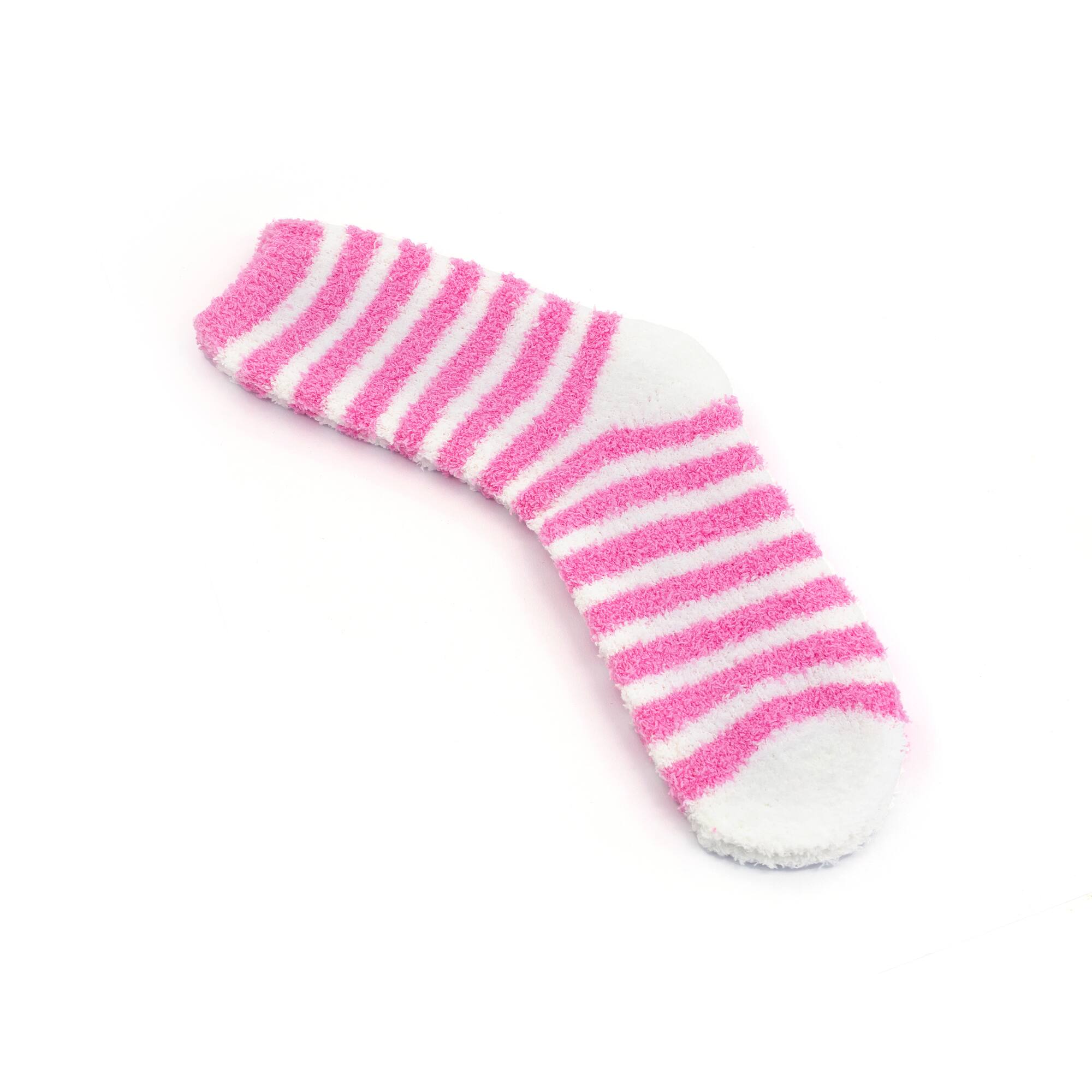Pink & White Adult Fuzzy Socks by Fab Finds